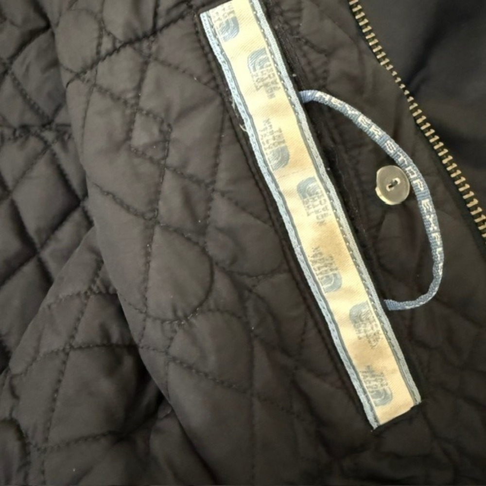 The North Face Vintage Satin Bomber Jacket Rib Knit Collar Black Small - Picture 10 of 15